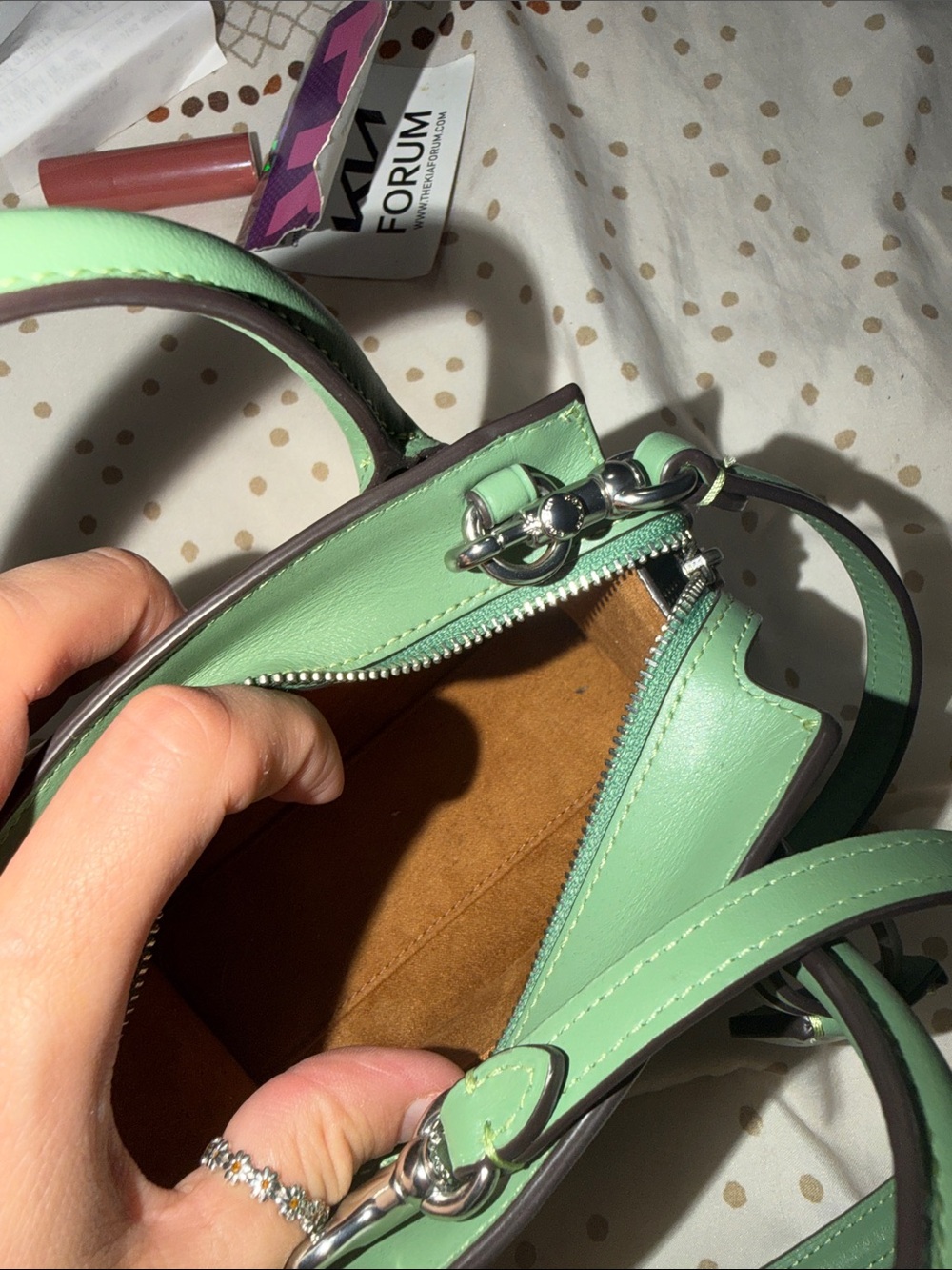 Coach Mini Leather Satchel in Sage - Picture 3 of 5